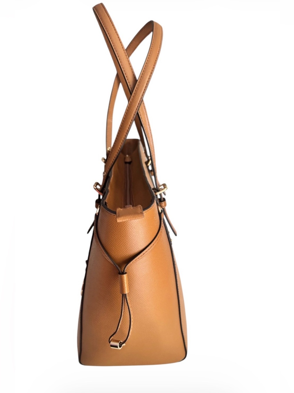 Michael Kors Brown Saffiano Leather Tote with Gold Hardware - Picture 6 of 10